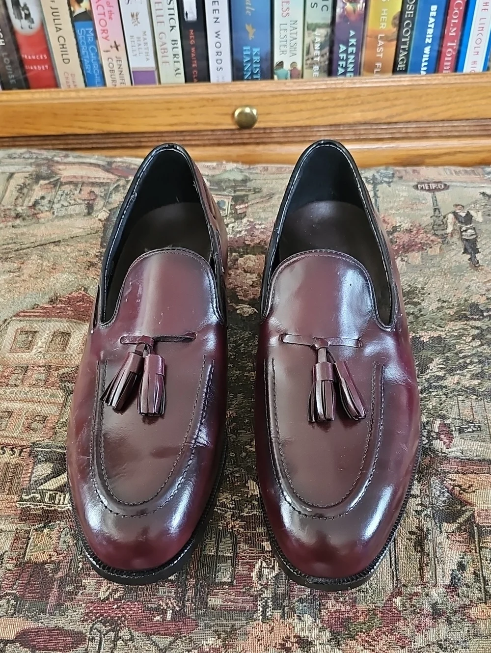 Sears Burgundy Leather Tassel Slip-On Loafers